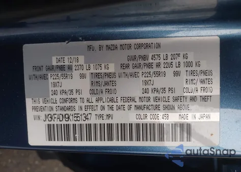 2019 Mazda Cx-5 Grand Touring z USA, uszkodzony, nr VIN JM3KFADM9K1551347